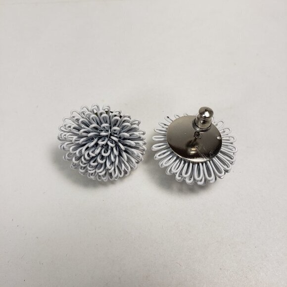Silver-tone White Pine Cone Stud Earrings Textured Loop Design Modern Jewelry - Picture 10 of 10
